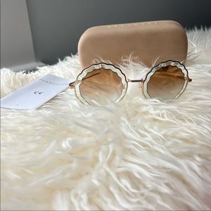 Chloe Tally  56mm Scalloped Sunglasses